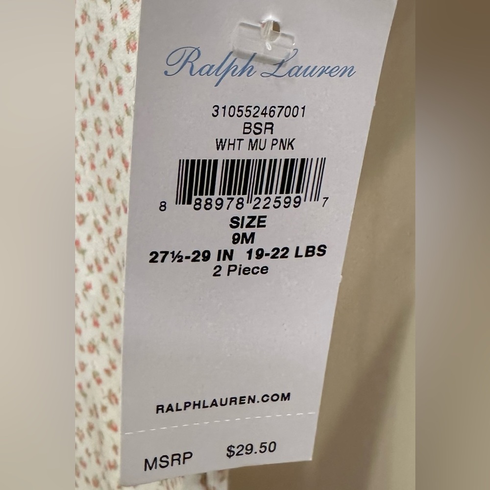 Ralph Lauren Baby Girl 9 Month Floral Onsie - Picture 3 of 3